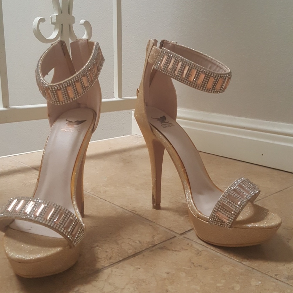 Rhinestone strap heels.